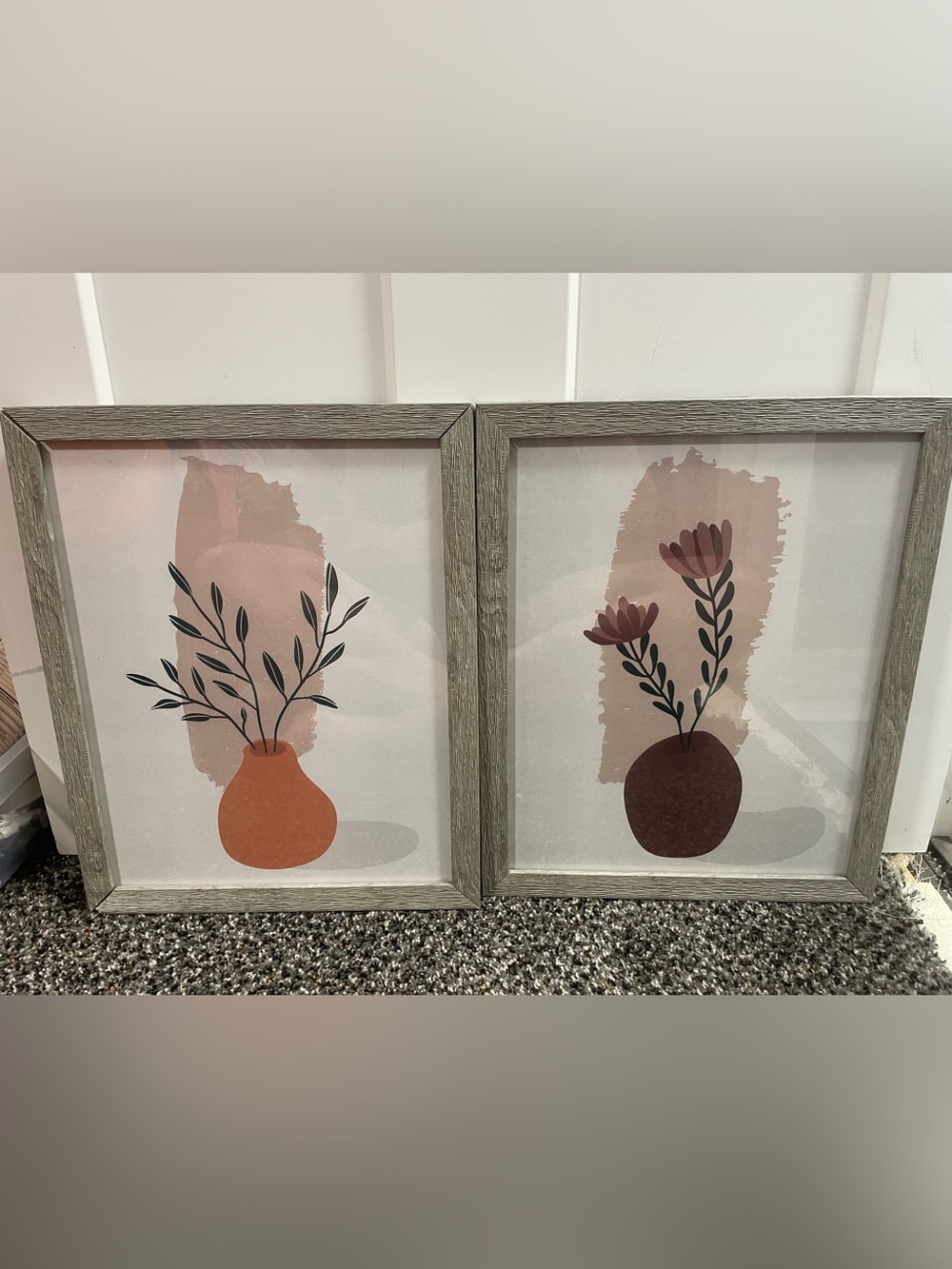 Set of 2 Modern Vase Wall Art Prints - Blush & Terracotta